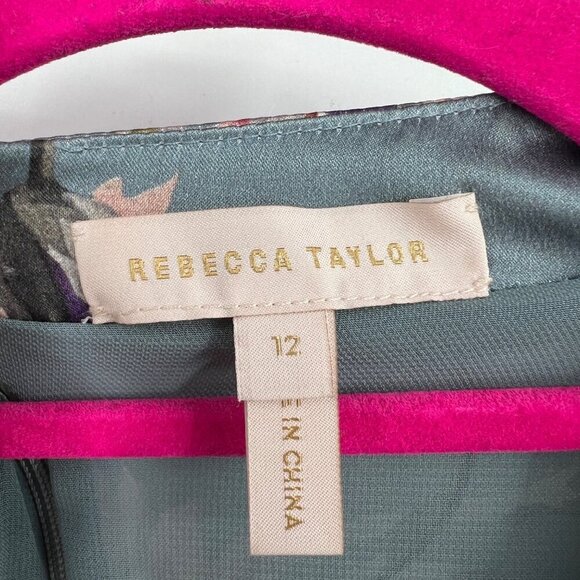 Rebecca Taylor 100% silk Short sleeve, mock, floral motif, baroque print, floral - Picture 4 of 15